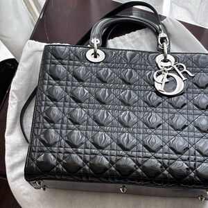 Lady Dior Cannage Black Patent Leather Bag M